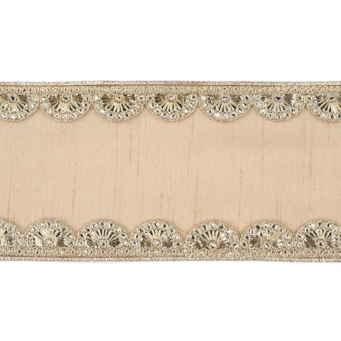 Лента на елку 5м Goodwill кремовая с золотом