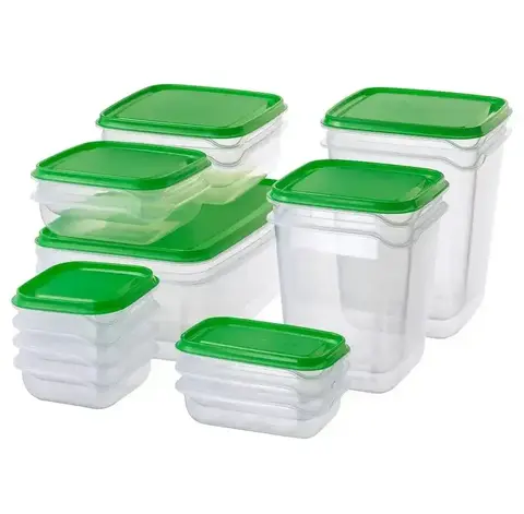 PRUTA ПРУТА Набор контейнеров, 17 шт, прозрачный/зеленый