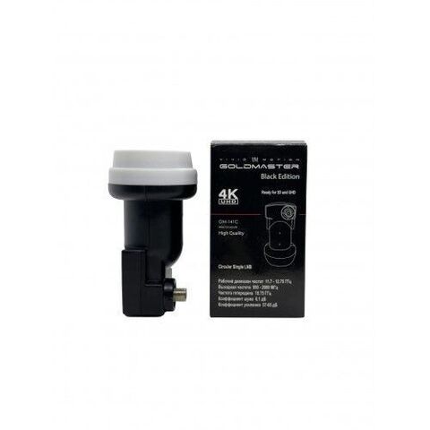 Спутниковый конвертер GoldMaster GM-141C, 1 выход, круговая поляризация (для Триколора, НТВ+). Уровень шума 0,1дБ.