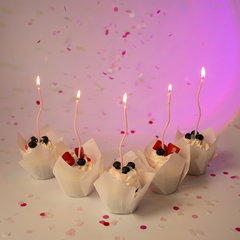 Свечи Коктейльные, Волна, с держателями, Люкс, Розовый, 0,4*13 + 3 см, 6 шт.