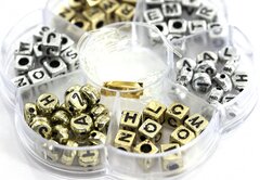 
          Набор для создания украшений-бусины Alingar, 80х80х12 мм, "Золото-серебро", 2 вида бусин, 1х1,1 м леска, пластик.пенал