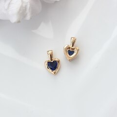 Подвеска Сердце с синим фианитом, 12*8 мм, позолота, П307