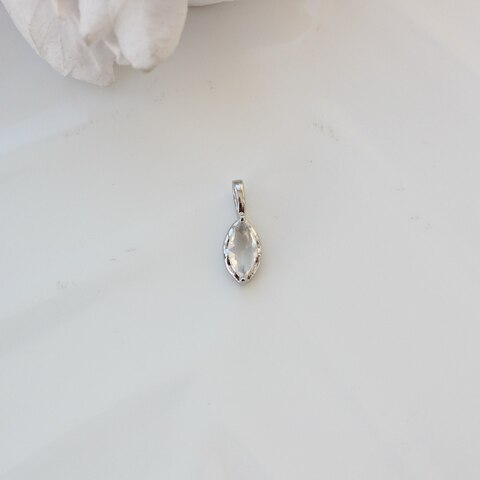 Подвеска Маркиз с белым фианитом, 14*5 мм, родий, П394