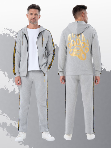 Толстовка на молнии «Лидер» цвета серый меланж. Плотный футер