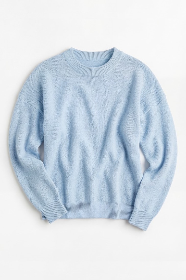 Джемпер вязаный с круглым вырезом, голубой