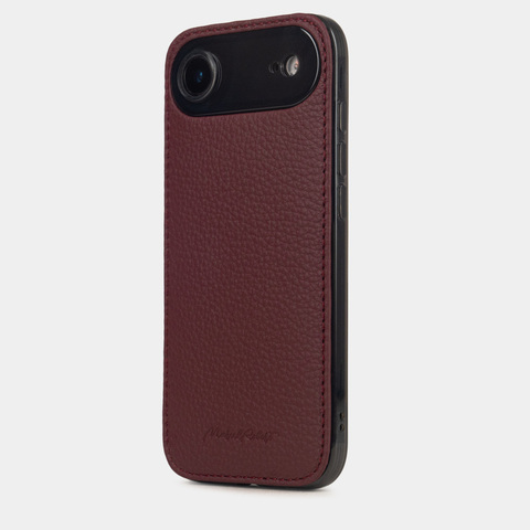 Чехол-накладка для iPhone 17 Air из кожи теленка, бордового цвета