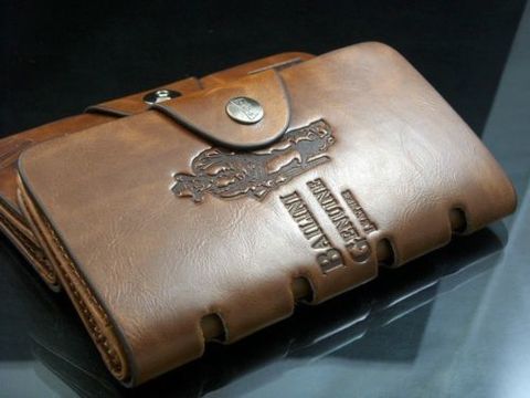 Mens Brown Leather Long Wallet №3