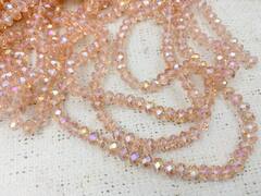 Бусины граненые Рондель, d 8 мм, 1 уп=10 нитей, 1 нить 40 см, персик