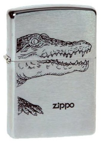 Зажигалка Zippo Alligator* с покрытием Brushed Chrome, латунь/сталь, серебристая, матовая, 36х12х56123