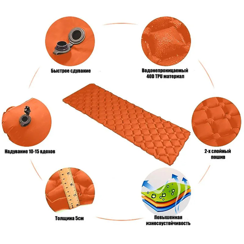 Картинка коврик надувной Skully WQ-mat-190x58x6 orange - 4