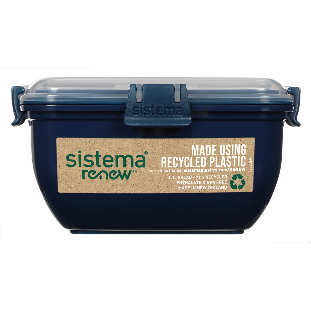 Контейнер для салата с разделителями и приборами Sistema "Renew" 1,1л, цвет Синий
