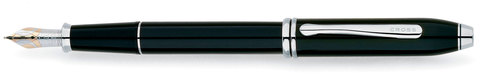 Ручка перьевая Cross Townsend, Black Lacquer Rhodium Plated, F (AT0046-4FD)