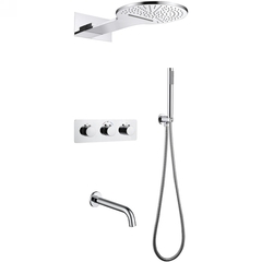 Душевая система ABBER Wasser Kreis AF8150 скрытого монтажа с изливом, термостат, хром фото