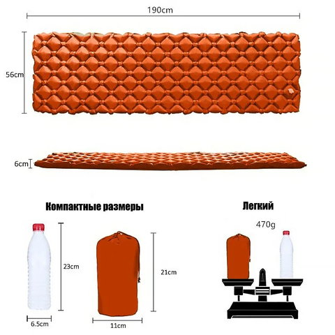 Картинка коврик надувной Skully WQ-mat-190x58x6 orange - 3