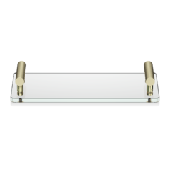 Decor Walther 0856182 Decor Walther Club Tab Поднос с ручками, стеклянный, цвет: золото матовое / прозрачное стекло фото