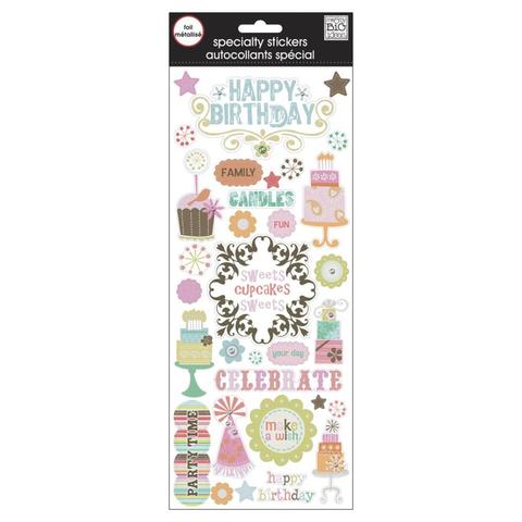 Стикеры ацетатные со стразами  mambi Specialty Stickers Happy Birthday 13х30 см