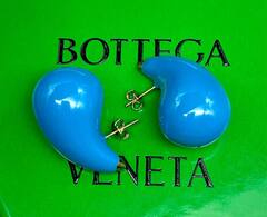 20267-Серьги DROP КАПЛи с голубой эмалью в стиле BOTTEGA