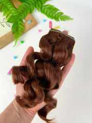 Волосы для кукол, трессы кудри-локоны, цвет темно-рыжий, 15 см*1 метр., набор 2шт