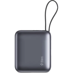 Внешний аккумулятор TTEC ReCharger Mini LCD 10000mAh USB-C PD 20W Powerbank с кабелем USB-C&Lightning, серый