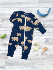 Утеплённый комбинезон с открытой ножкой Mjölk Sleep and Play Бурые мишки