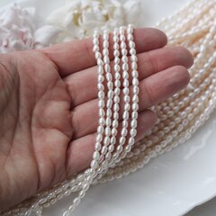 Жемчуг натуральный речной, рис, 4,4-4,8 мм, 1 нить, Ж019