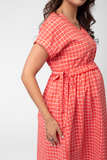 Платье для беременных 14798 красная клетка