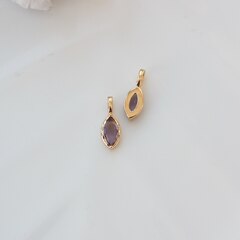 Подвеска Маркиз с тёмно-сиреневым фианитом, 14*5 мм, позолота, П389