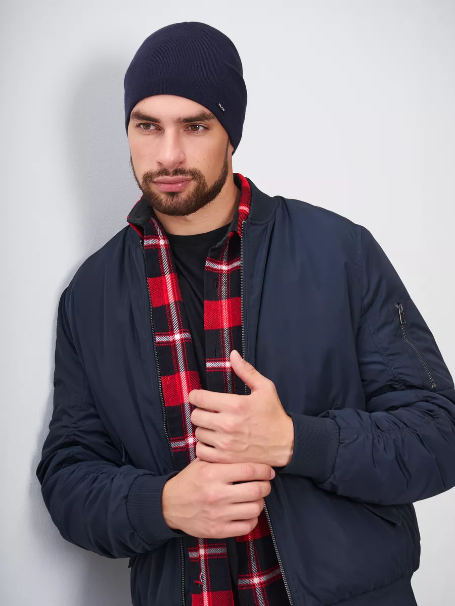 Шапка зимняя на флисе бини вязаная осень