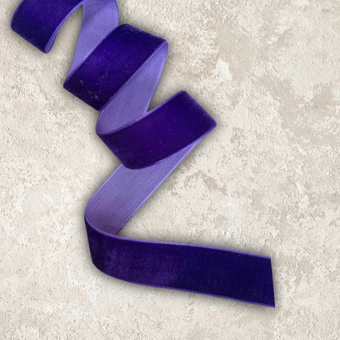 Лента бархатная 2,5 см темно-фиолетовый №90 (1метр)