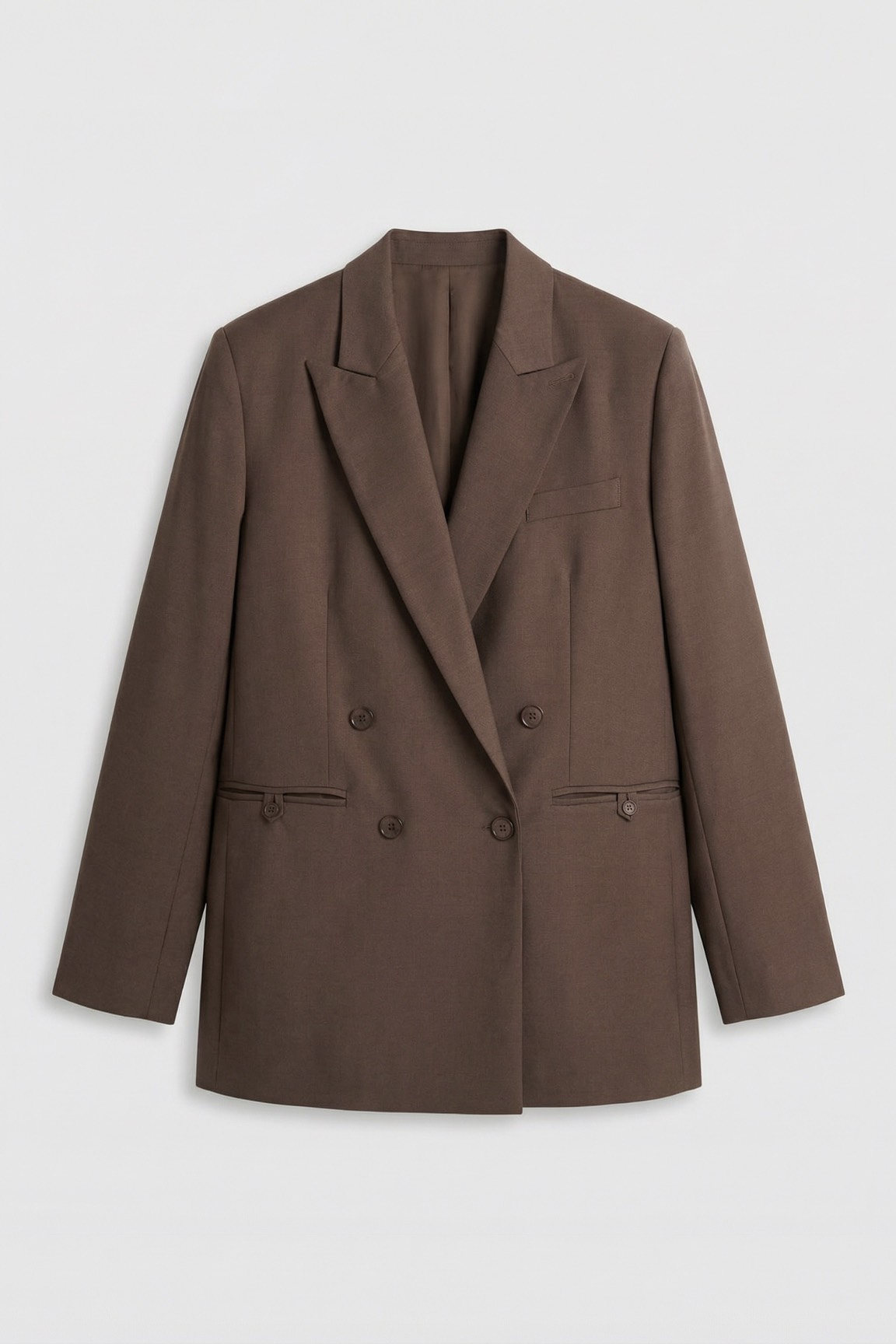 Жакет двубортный с имитацией пояса, мокко