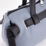 Сумка Саломея 2032 гладкий серо-голубой + черный