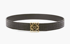 Loewe Anagram Pattent Reversible Repeat Calfskin Leather Belt "Black/Gold"