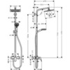 Душевая система внешнего монтажа со смесителем 119,1 см с верхней лейкой 24х24 см Hansgrohe Crometta E 27284000