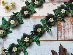 Кружево плетеное, ш. 6-6,5 см, т. зеленый