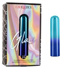 Голубой гладкий мини-вибромассажер Glam Vibe - 9 см. - 