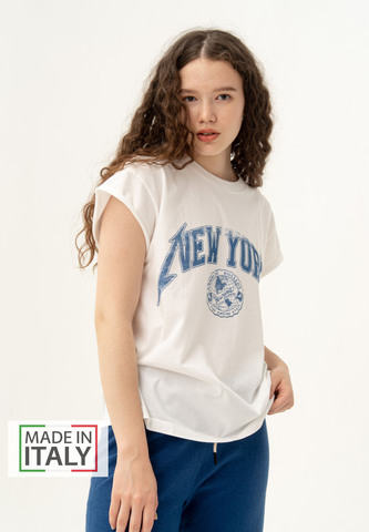 Футболка со скрученным рукавом Bowery NYC "New York" Optic White