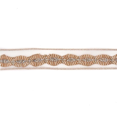 Лента на елку 5м Goodwill прозрачная со стразами и золотом