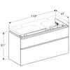 Шкафчик для двойного раковины Geberit Smyle Square, с двумя выдвижными ящиками: B=118.4см, H=61.7см, T=47см, Белый / Высокоглянцевое покрытие