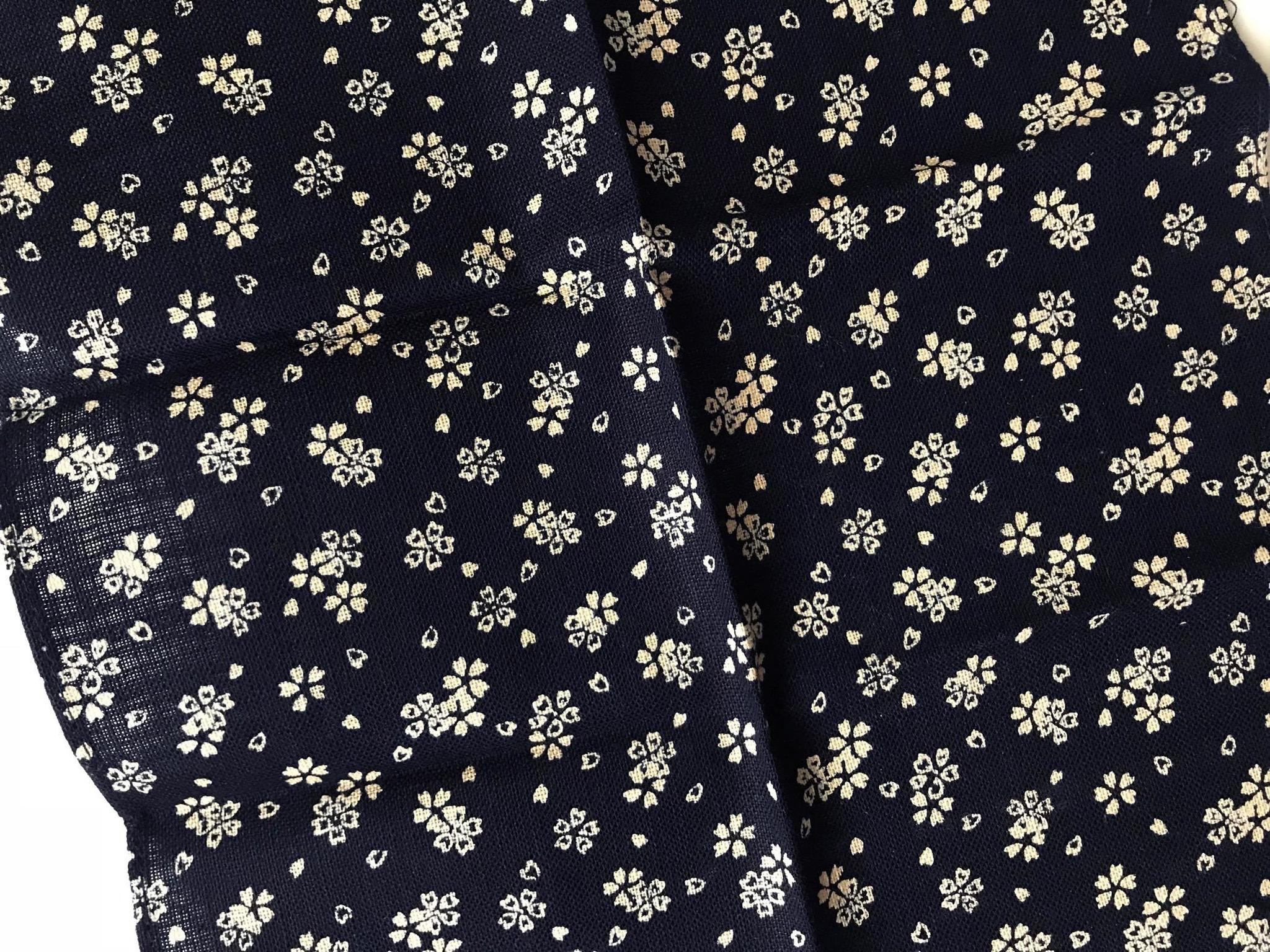 Kiriko Pocket Square Navy Sakura Floral