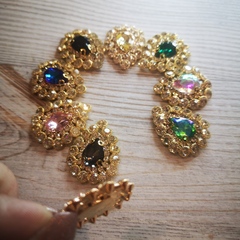 Стразы на цапах пришивные. Кабошон капля. Королевский синий.