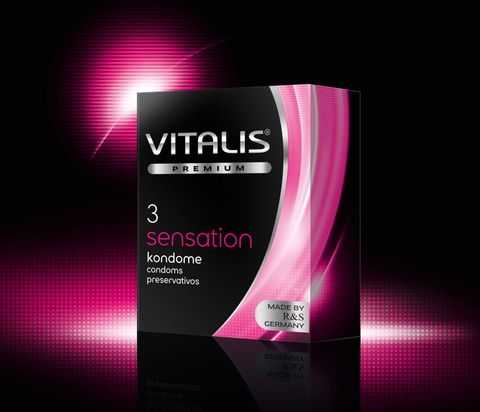 Презервативы с пупырышками и кольцами VITALIS PREMIUM sensation - 3 шт. - Vitalis VITALIS VITALIS PREMIUM №3 sensation