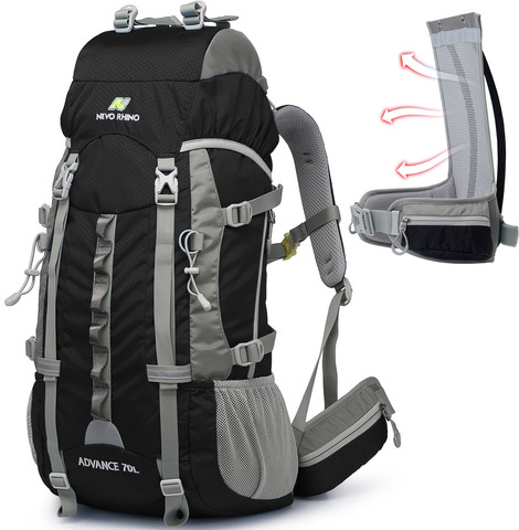 Картинка рюкзак туристический Nevo Rhino 15083-70L Black - 7