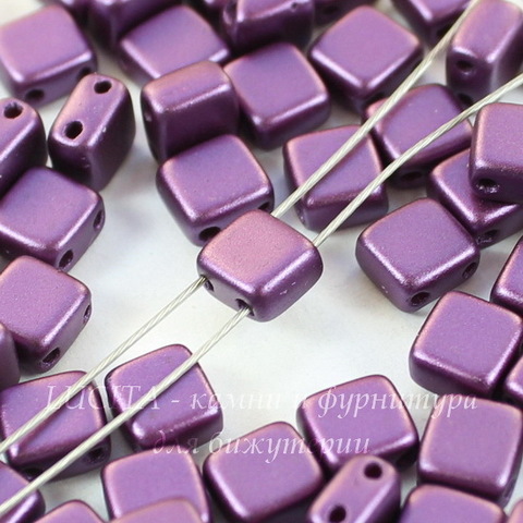 Бусина Tile mini Квадратная плоская с 2 отверстиями, 5 мм, пастельно-фиолетовая