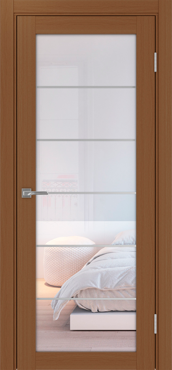 Дверь межкомнатная Оптима Порте Турин 501.2 АСС молдинг SC, цвет орех, экошпон, стекло прозрачное