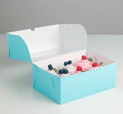 Коробка для 6 капкейков Голубая, с окном