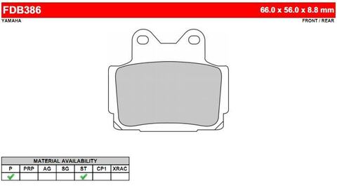 FDB386ST Тормозные колодки дисковые MOTO, блистер 2 шт