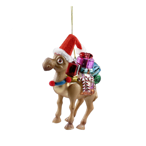 Набор елочных игрушек 6шт 13см ChristmasDeLuxe Верблюд с подарками коричневый