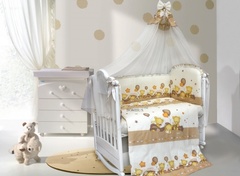 Комплект в кроватку "Мишутки", 7 предметов (бежевый)