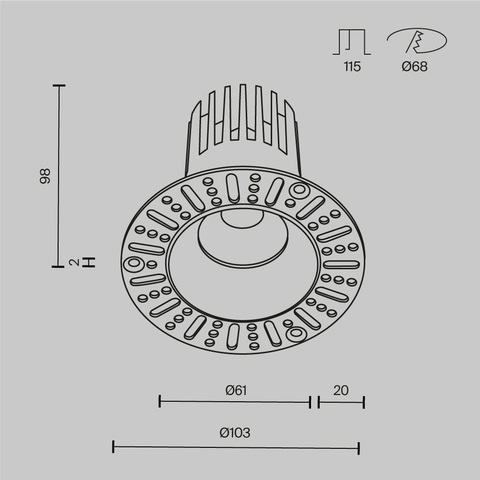 Встраиваемый светильник Maytoni Dip DL121-15W-2.7K-TRS-B