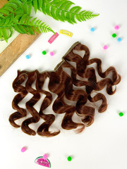 Волосы для кукол, трессы кудри-локоны, цвет темно-рыжий, 15 см*1 метр., набор 2шт